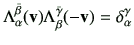 $\displaystyle \Lambda_{\alpha}^{\bar{\beta}} (\vv)\Lambda_{\beta}^{\bar{\gamma}}(-\vv)
= \delta_{\alpha}^{\gamma}
$