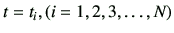 $ t=t_i,(i=1,2,3,\dots,N)$