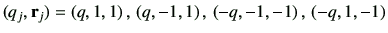 $\displaystyle (q_j,\vr_j)=\left(q,1,1\right),\,\left(q,-1,1\right),\,\left(-q,-1,-1\right),\,\left(-q,1,-1\right)
$