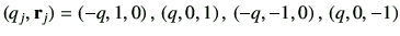 $\displaystyle (q_j,\vr_j)=\left(-q,1,0\right),\,\left(q,0,1\right),\,\left(-q,-1,0\right),\,\left(q,0,-1\right)
$